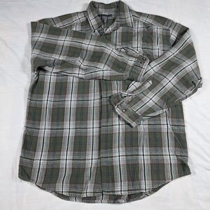 Vintage Le Collezioni Structure Men’s SZ L Cotton Button Down Shirt Green Plaid